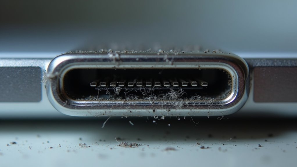 brudny port USB-C zakłóca niezawodność ładowania